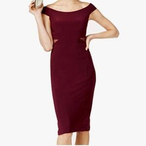 XSCAPE Women Elegant Burgundy Off-Shoulder Dress size 6 see description